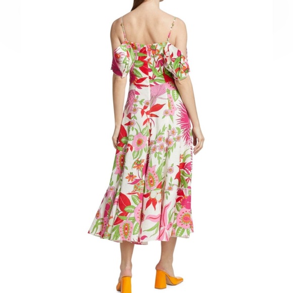 Cult Gaia Dina Linen Blend Floral Midi Dress - Picture 6 of 9